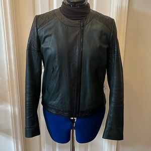 Theory Leather Moto Color-block Jacket